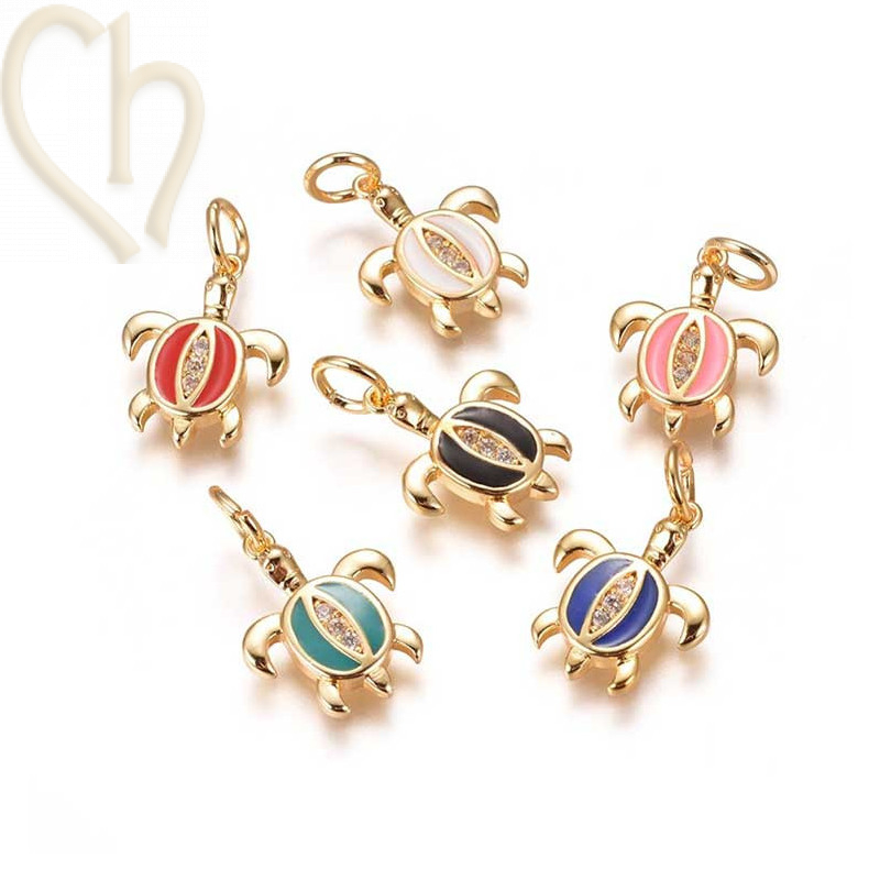 Charms Gold Plated "Turtle" 15mm with stone