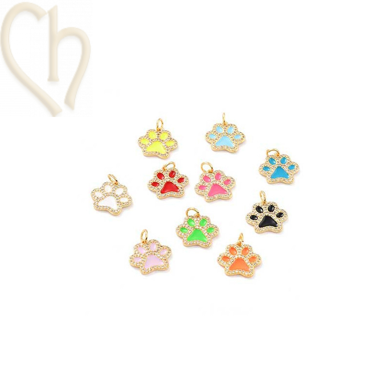 Charms Gold Plated "dogfeet" 15mm with stone