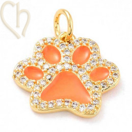 Charms Gold Plated "dogfeet" 15mm with stone
