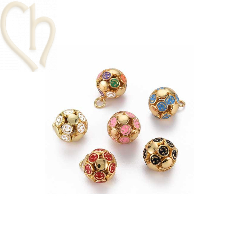 Charms Gold Plated boule 15mm smiley