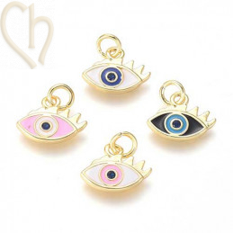 Charms Gold Plated bol 15mm eyes oval