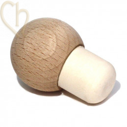 Bouchon de bouteille diametre 19mm avec boule en bois 33mm