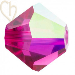 Preciosa Crystal Rondelle Bead 3mm Fuchsia AB