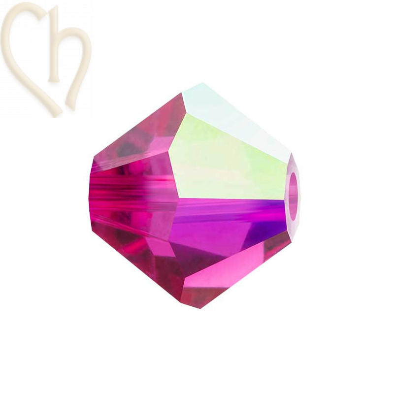 Preciosa Crystal Rondelle Bead 3mm Fuchsia AB