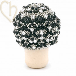 Kit flessenkurk rond Zwart en Zilver