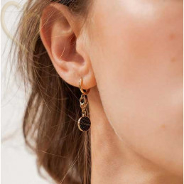 Pendant Stainless Steel round 10mm with strass Gold Plated