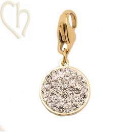 Pendant Stainless Steel round 10mm with strass Gold Plated