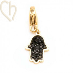 Pendentif Acier main 10mm avec strass Gold Plated