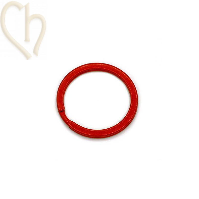 dubbele ring plat staal 30 mm voor sleutelhanger Rood
