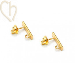 Earrings Fashion barette 15mm Gold with ring