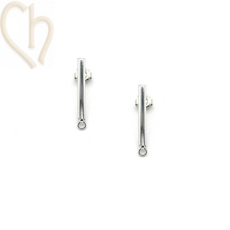 Earrings Fashion barette 25mm Rhodium with ring