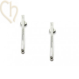 Boucles d'Oreilles barette 40mm Rhodium avec anneau