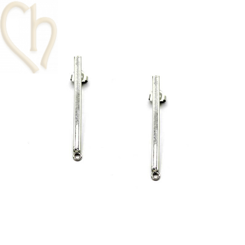 Earrings Fashion barette 40mm Rhodium with ring