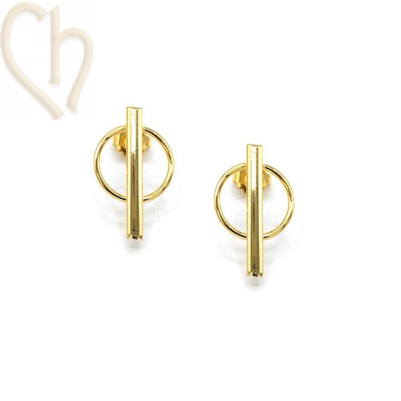 Earrings Fashion barette 25mm Gold with ring 15mm