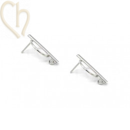 Earrings Fashion barette 25mm Rhodium with ring 15mm
