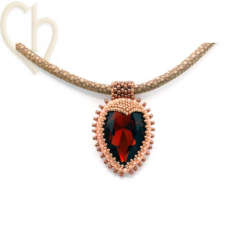 Kit Hanger "Coeur" met Crystal Pear 30mm Tangerine