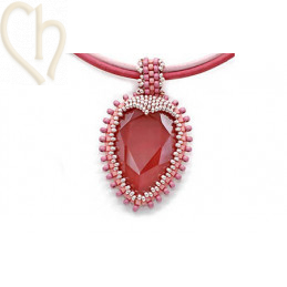 Pack Pendant "Coeur" with Crystal Pear 30mm Tangerine