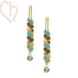 Kit boucles d'oreilles en Miyuki Half Tila Turquoise Gold - Elegant