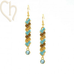 Kit boucles d'oreilles en Miyuki Half Tila Turquoise Gold - Elegant