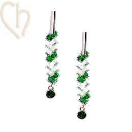 Kit boucles d'oreilles en Miyuki Half Tila Khaki Silver - Elegant