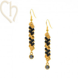 Kit van oorbellen met Half Tila Miyuki in Turquoise Gold