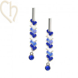 Kit van oorbellen met Half Tila Miyuki in Royal Blue Silver - Elegant