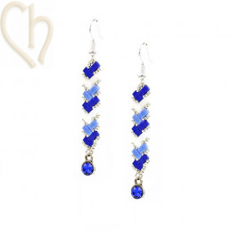 Kit boucles d'oreilles en Miyuki Half Tila Royal Blue Silver - Elegant