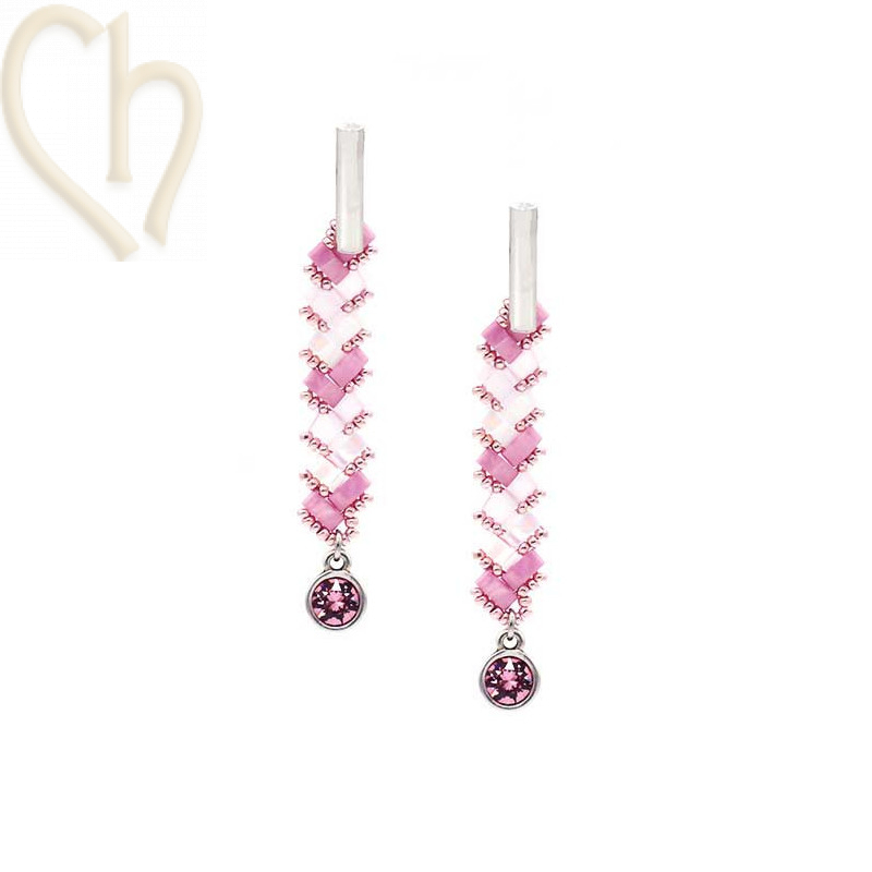 Kit van oorbellen met Half Tila Miyuki in Rose Silver - Elegant