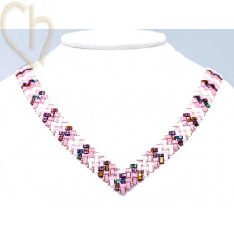 Kit necklace Miyuki Half Tila V - Pink