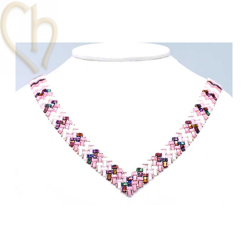 Kit necklace Miyuki Half Tila V - Pink
