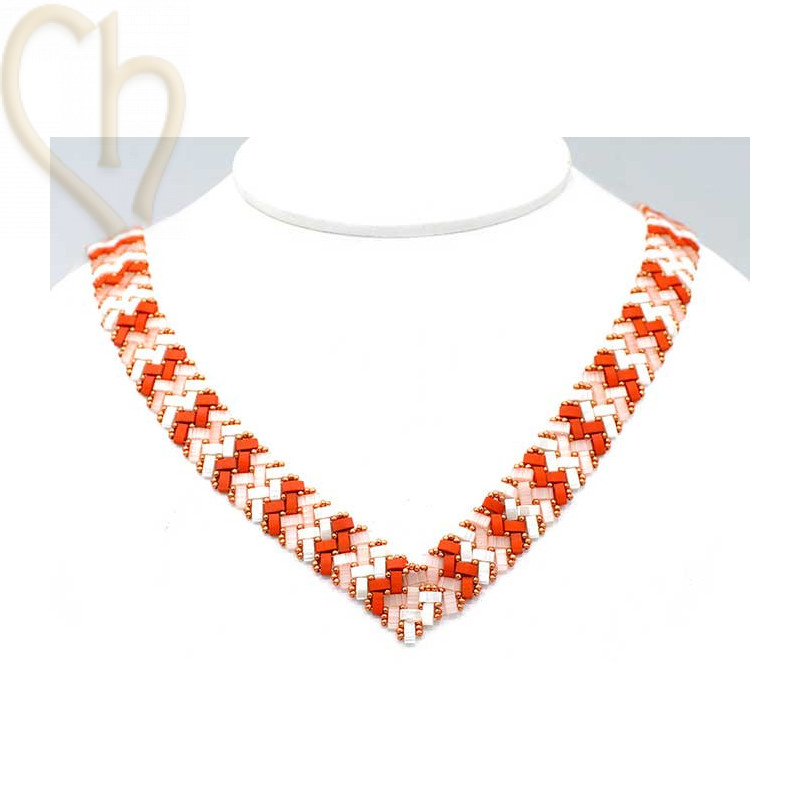 Kit van halsketting Miyuki Half Tila V - Orange