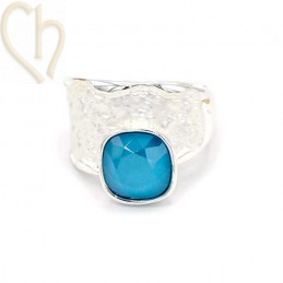 Juwelenset regelbare Ring en Oorbellen met Crystal 4470 Azure Blue