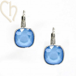 Juwelenset regelbare Ring en Oorbellen met Crystal 4470 Azure Blue