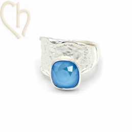 Set adjustable Ring and Earrings with Crystal 4470 Azure Blue