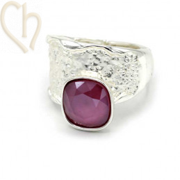 Juwelenset regelbare Ring en Oorbellen met Crystal 4470 Azure Blue