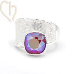 Set adjustable Ring and Earrings with Crystal 4470 Azure Blue