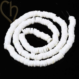 Heishi Rings 4mm White Flower String 40cm.