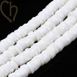 Heishi Rings 4mm White Flower String 40cm.