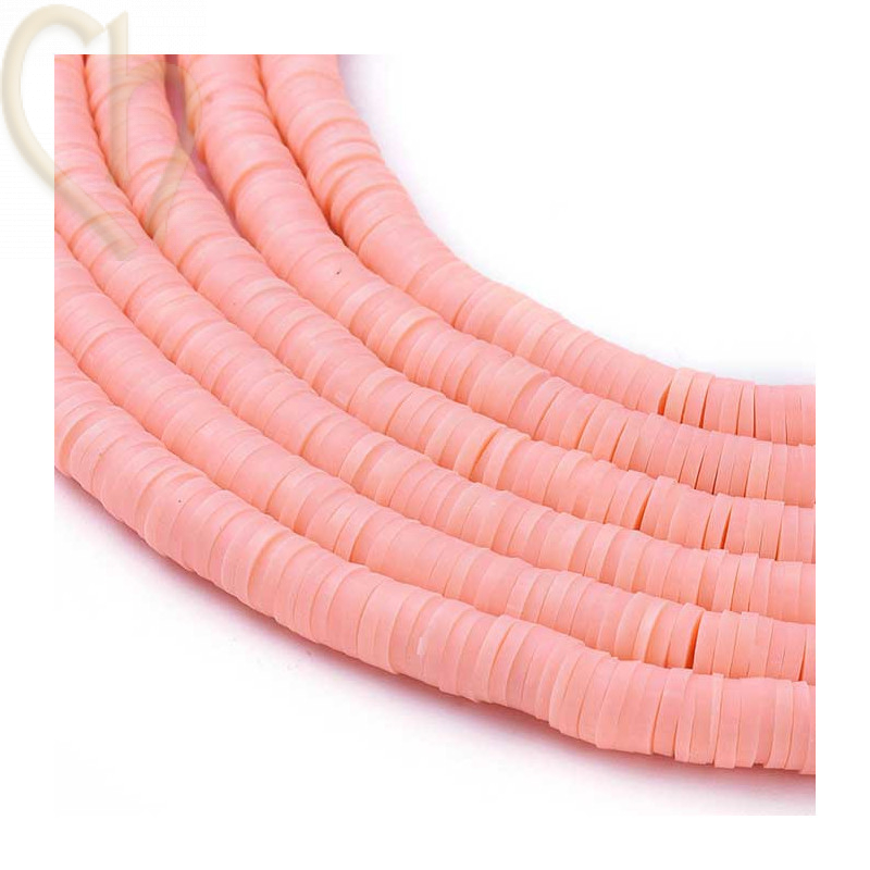 Heishi rondellen 6mm Zalmroze String 40 cm.