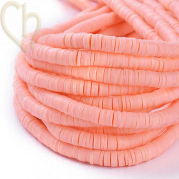 Rondelles Heishi 6mm Saumon par Fil 40cm.