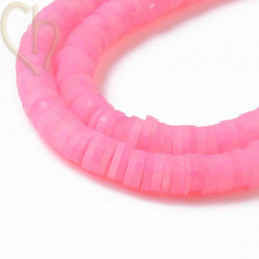 Heishi rondellen 6mm Fluo Rose String 40 cm