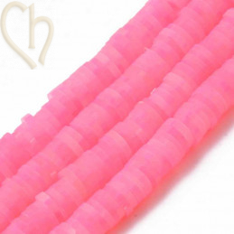 Heishi rondellen 6mm Fluo Rose String 40 cm