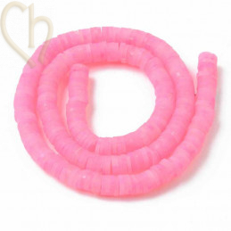 Rondelles Heishi 6mm Fluo Rose par Fil 40cm