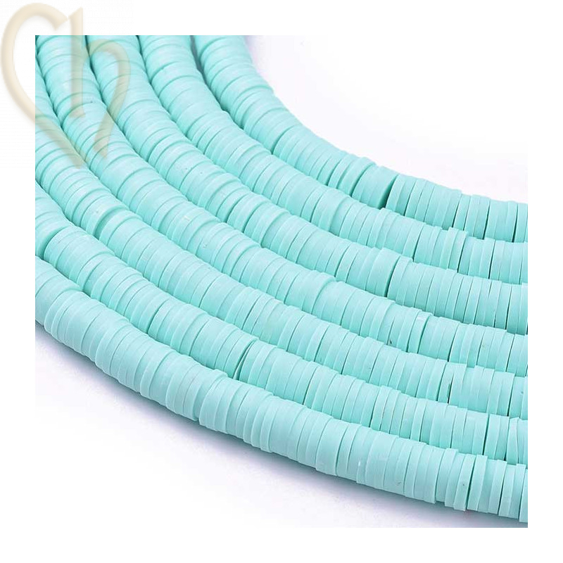 Heishi rondellen 6mm Mintgreen String 40 cm