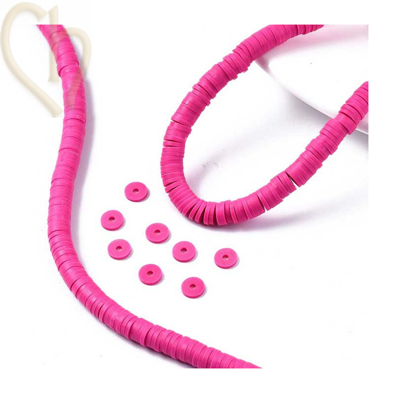 Heishi rondellen 6mm Fuchsia String 40 cm