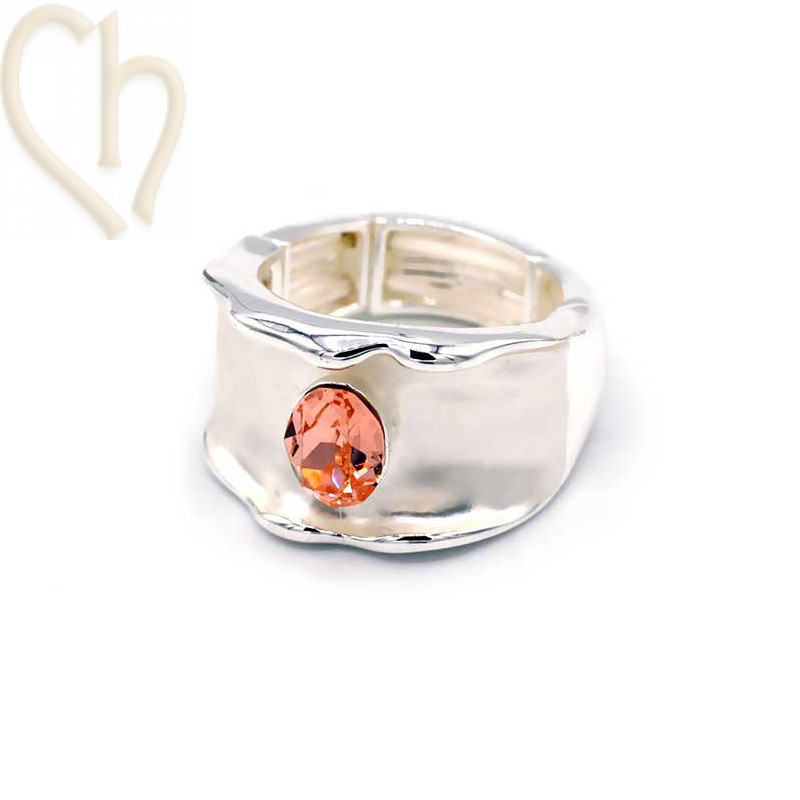 Kit Ring adjustable with holder for crystal 4120 8*6mm Light Peach