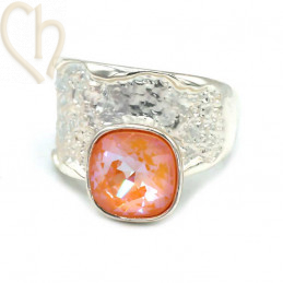 Kit van oorbellen en/of Ring regelbaar elastisch met houder voor 4470 10mm Peach Delite