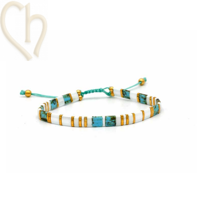 Kit bracelet avec Miyuki perles Tila Mix Turquoise PicaWhiGold