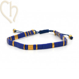 Kit bracelet with Miyuki Tila Navy Gold