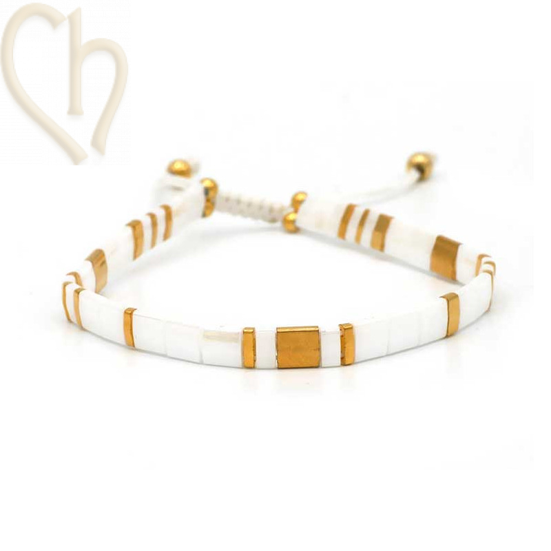 Kit bracelet avec Miyuki perles Tila White Gold